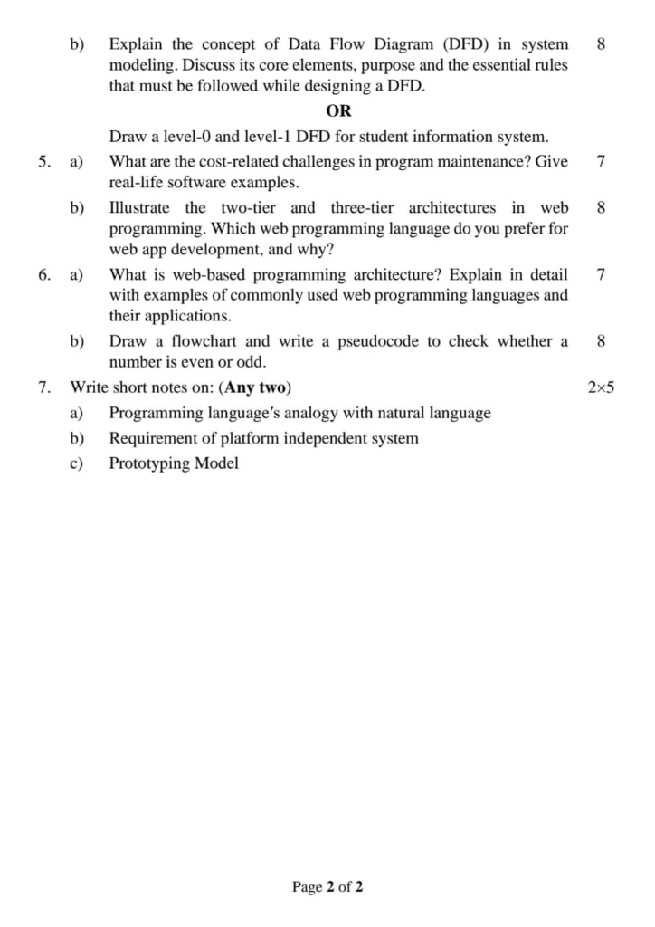 PU BCA  1st Sem Programming Logic and Technique Question paper