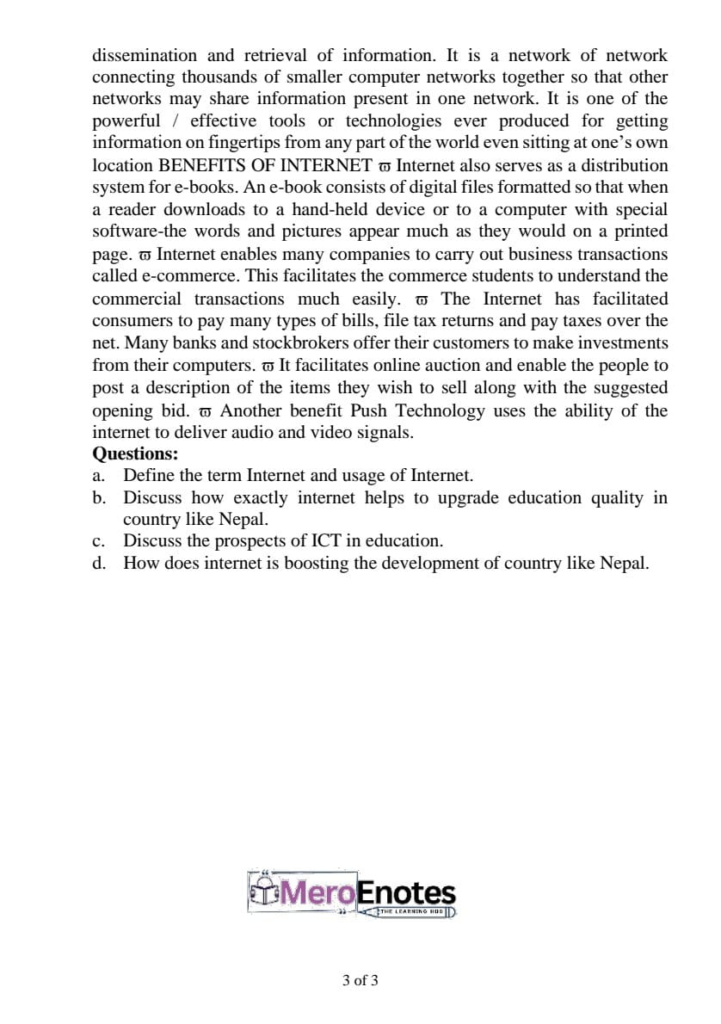 BBA BBA-IT and BHCM Computer and IT application Question Paper 2024