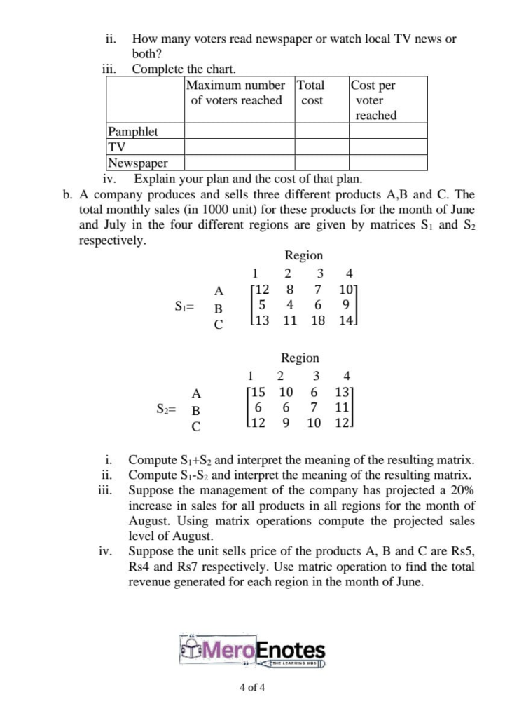 BBA BBA-BI BBA-IT PU Business Mathematics I Question Paper 2024