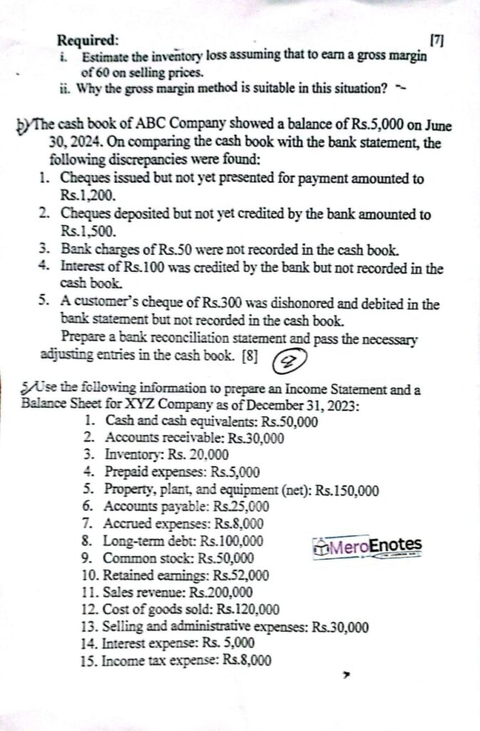 Pokhara University BCA Financial Accounting Question paper 2nd semester