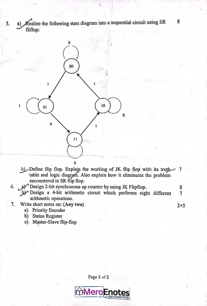 PU BE Computer Digital Logic Question paper 1st Sem (2023 Fall)