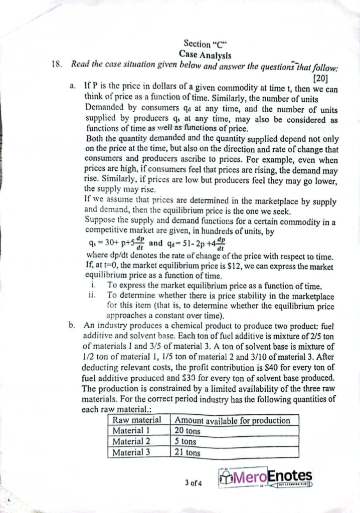 BBA BBA-BI BBA-IT PU Business Mathematics II Question Paper 2024