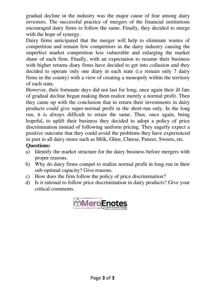 Introductory Microeconomics Question Paper 2023