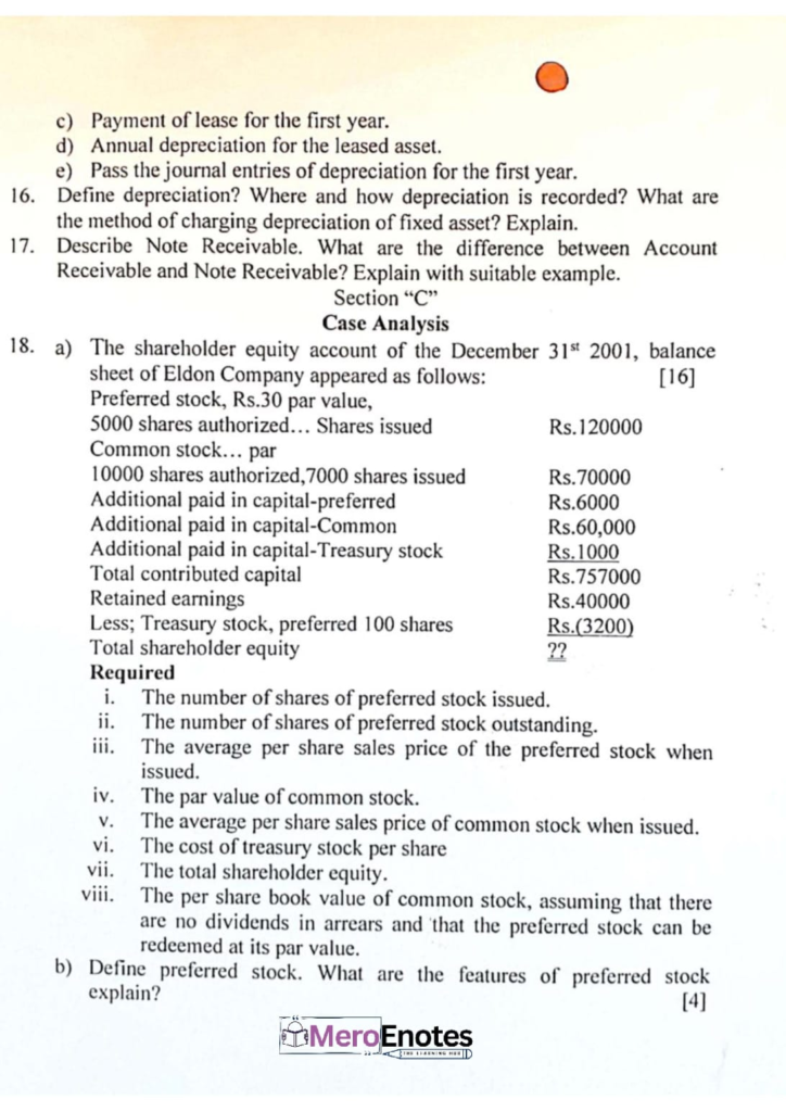 Financial Accounting II Question Paper 2021