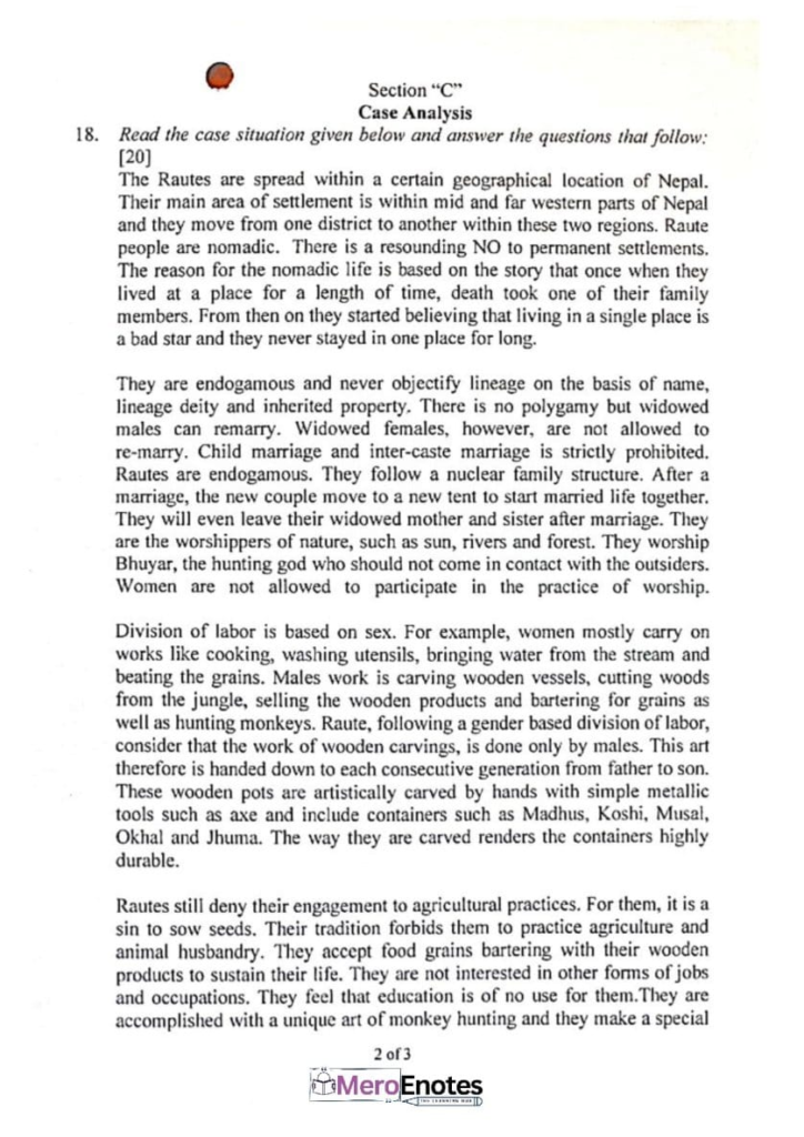 PU BBA BBA-BI BBA-TT BCIS BHCM BHM Fundamentals of Sociology Question Paper