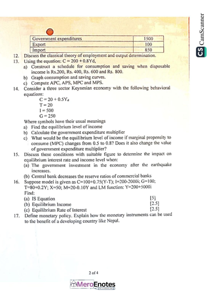 Introductory Macroeconomics Question Paper  2021