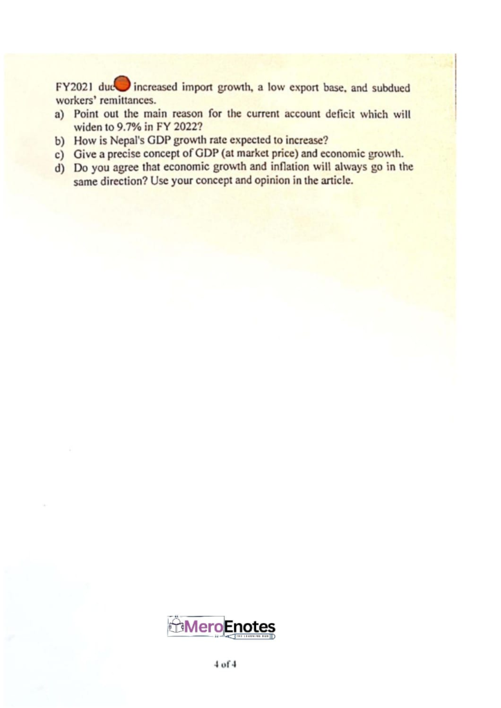 Introductory Macroeconomics Question Paper  2021