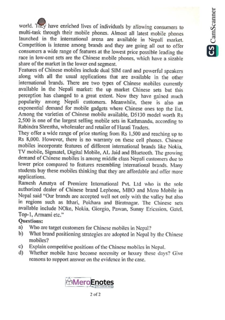 PU BBA BBA-BI BBA-TT BCIS BHCM Principals of Marketing Question Paper