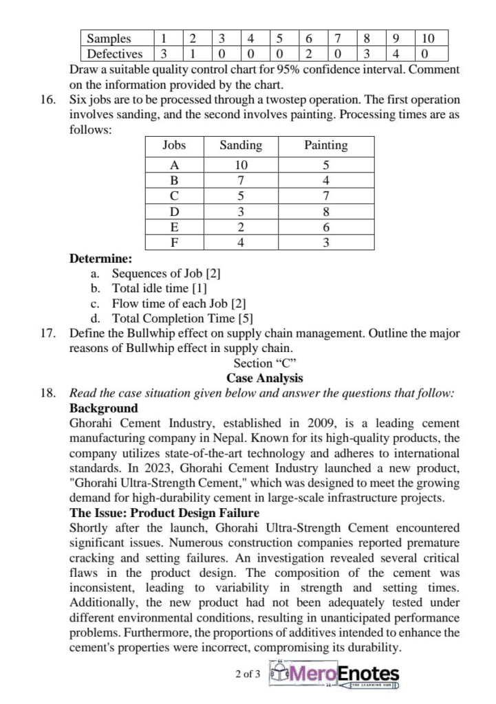 PU BBA BBA-BI BBA-TT BCIS Fundamentals of Operations Management Question Paper