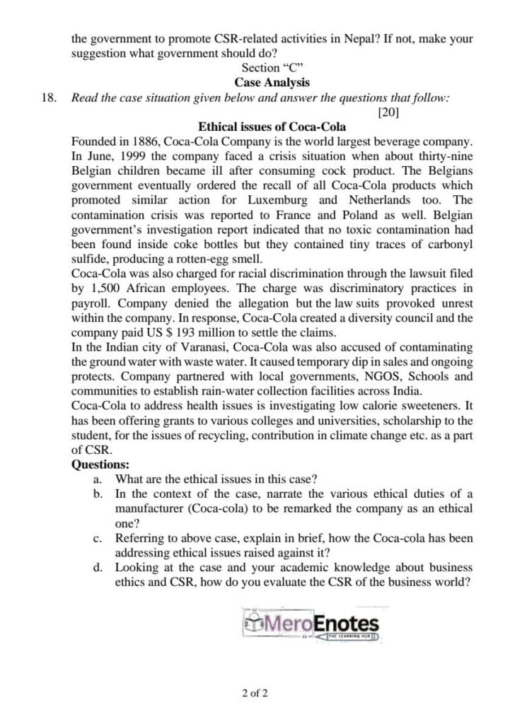 PU BBA Business and Society Question Paper