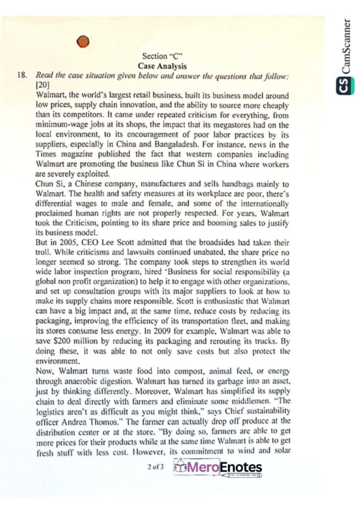 PU BBA Business and Society Question Paper