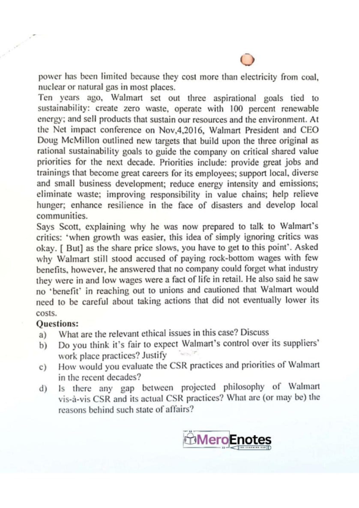 PU BBA Business and Society Question Paper