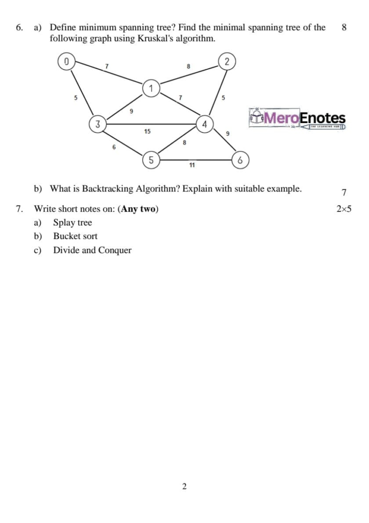 Data Structure and Algorithm DSA Question Paper 2023 Spring Semester