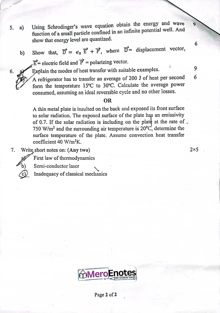 PU BE Computer Applied Physics Question paper 2nd Sem (2024 Fall)