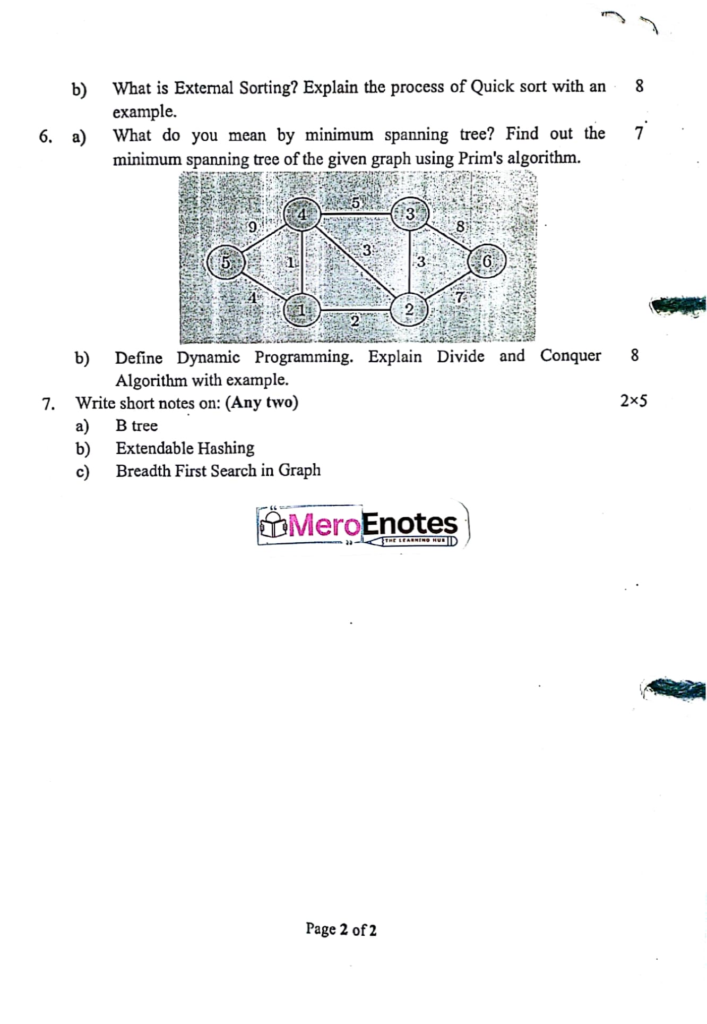 Pokhara University PU BCA DSA Question Paper 3rd Semester