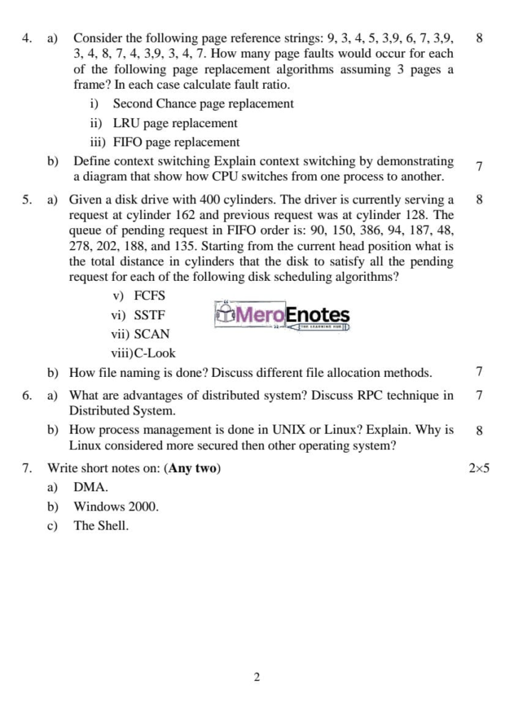 Operating System Question Paper 2023