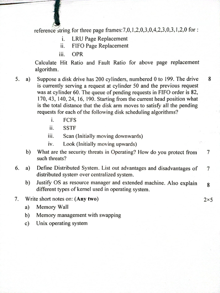 Pokhara University PU BCA Operating System Question Paper 3rd Semester