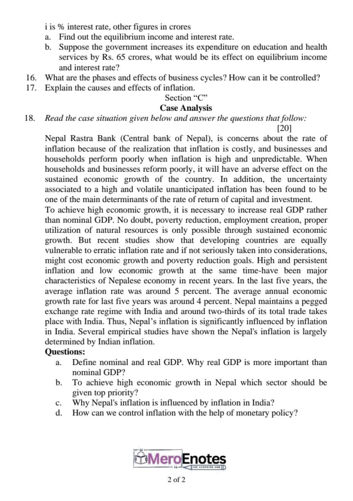 PU BBA BBA-IT BBA-TT BCIS BHCM  Introductory Macroeconomics Question Paper