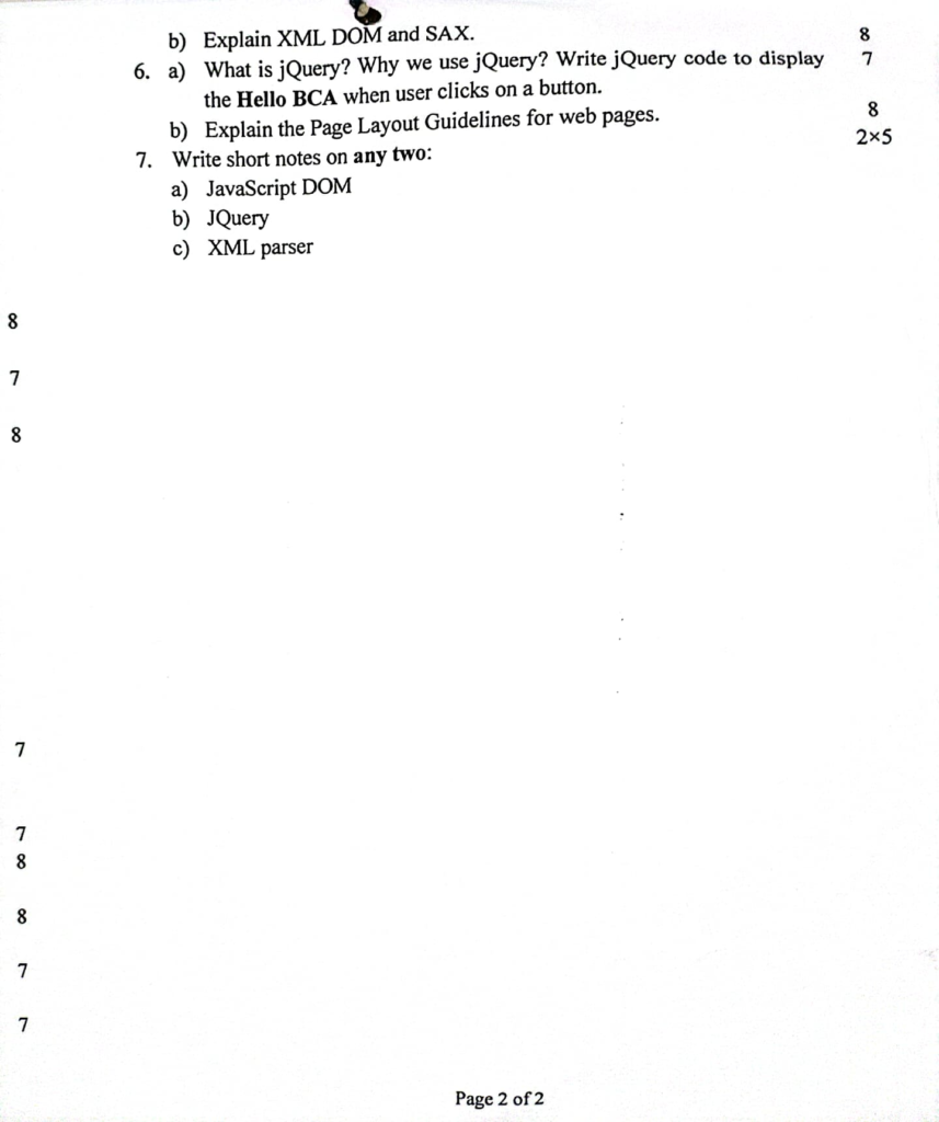 Pokhara University PU BCA Web Technologies I Question Paper 3rd Semester 