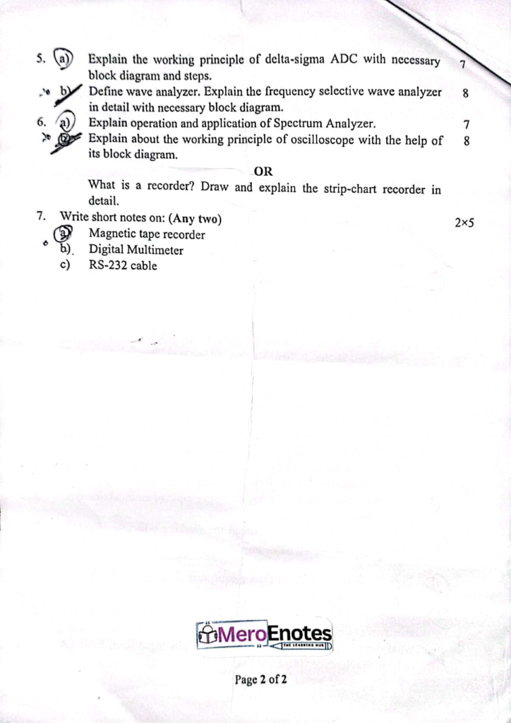 PU BE Computer Instrumentation Question paper 2nd Sem (2024 Fall)