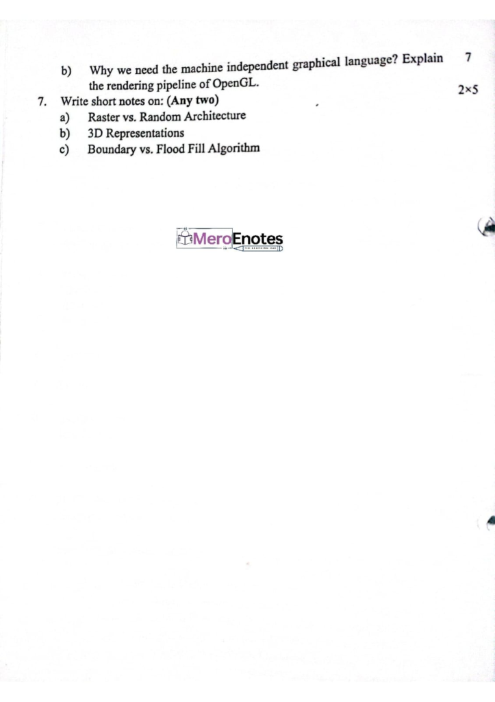 PU BE Computer Computer Graphics Question paper 3rd Sem