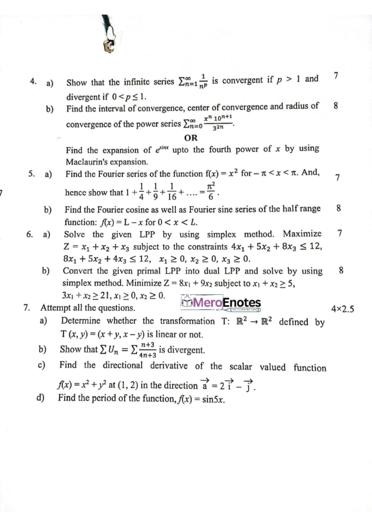 PU BE Computer Engineering Mathematics III Question paper 3rd Sem