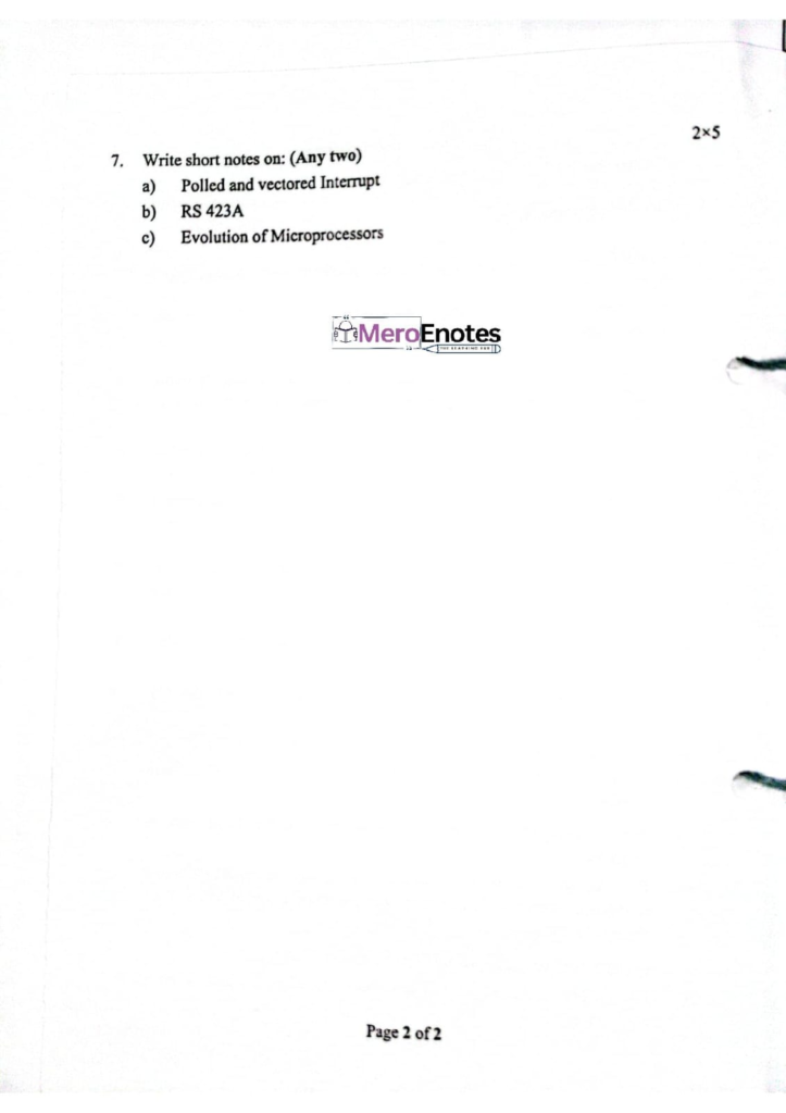 PU BE Computer Microprocessor Question paper 3rd Sem