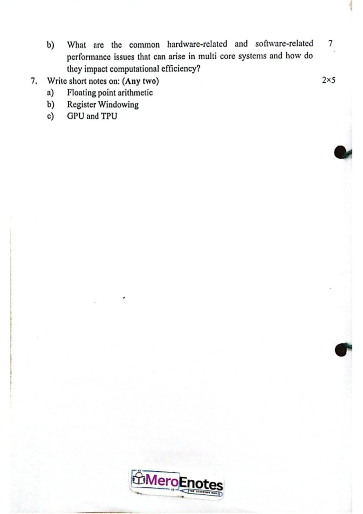 PU BE Computer Computer Architecture Question paper 4th Sem