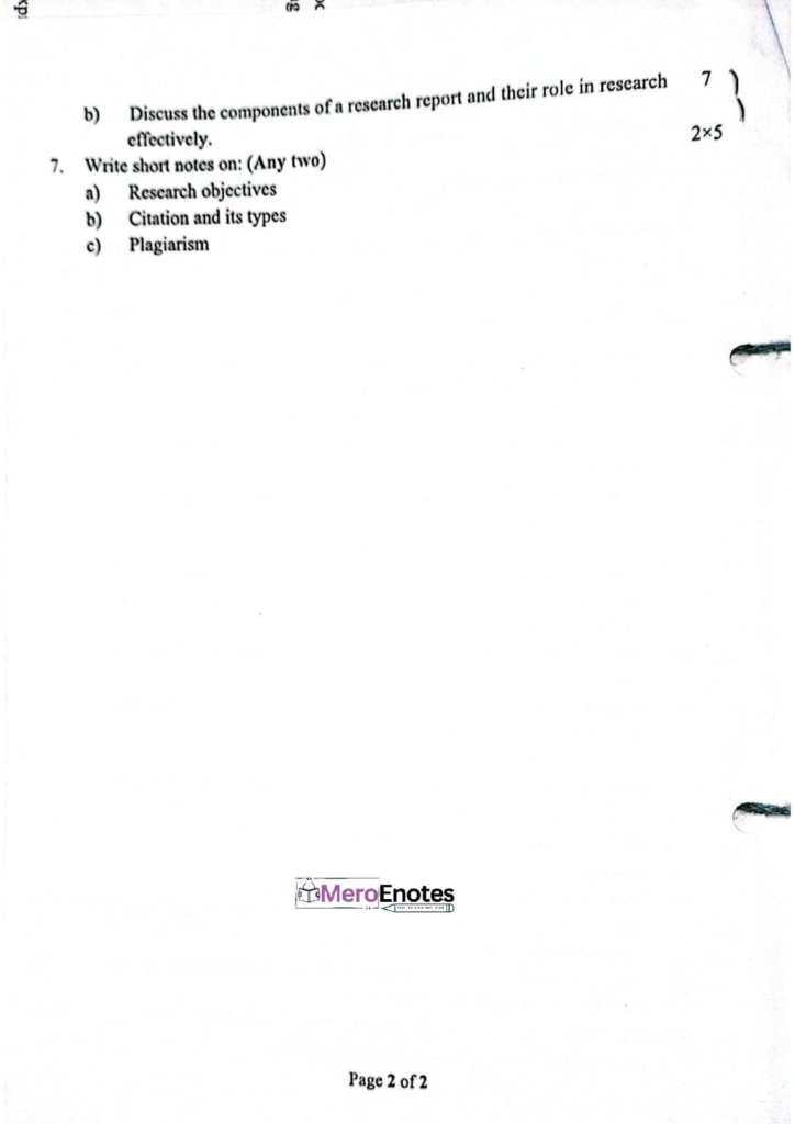 PU BE Computer Research Fundamentals  Question paper 4th Sem