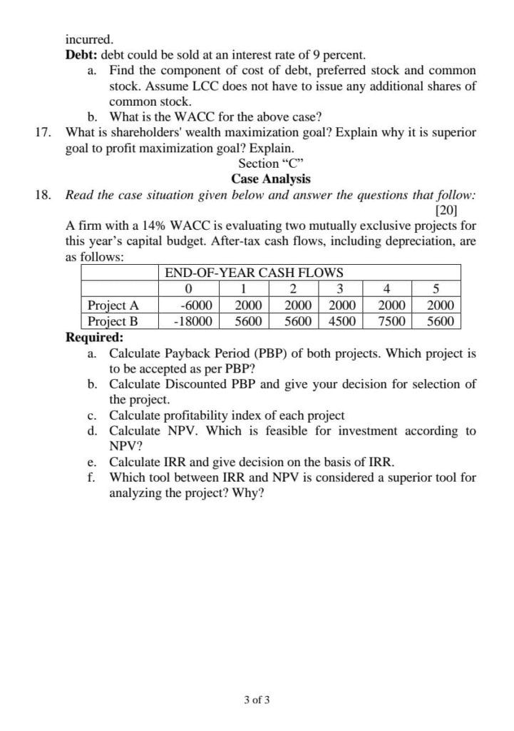 PU BBA BBA-BI BBA-TT Essentials of Finance Question Paper