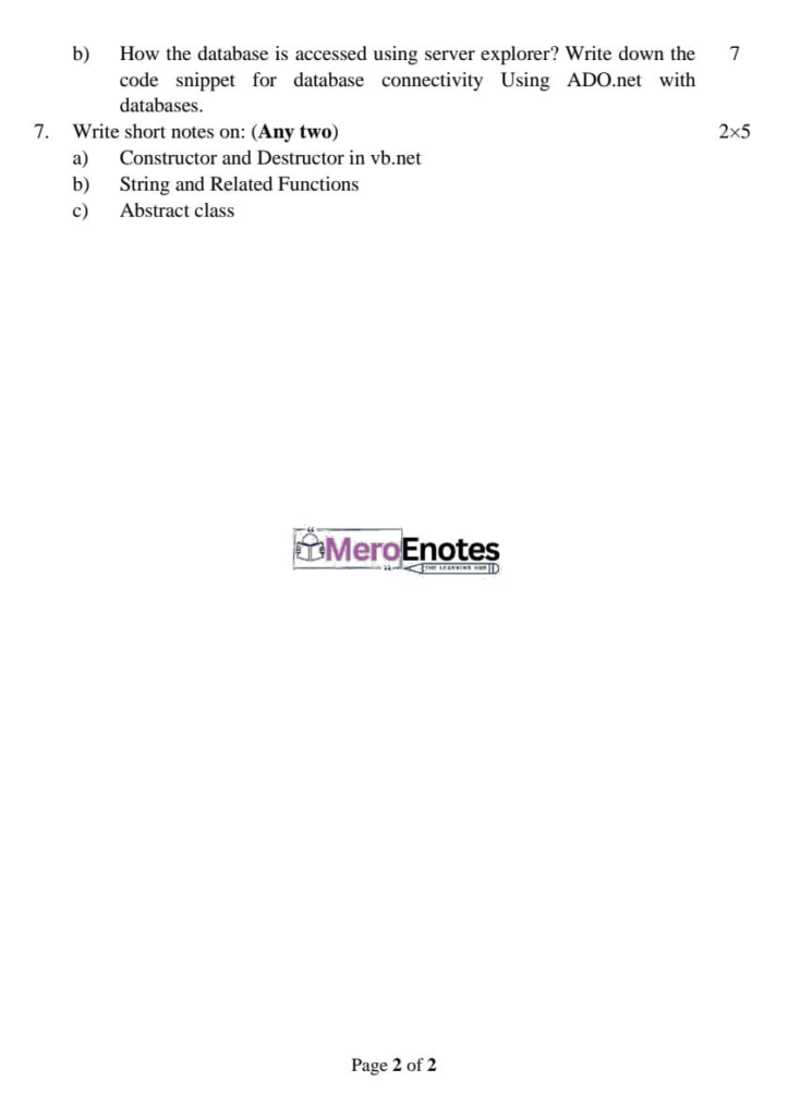 Pokhara University PU BCA Visual Programming Question Paper 4th Semester