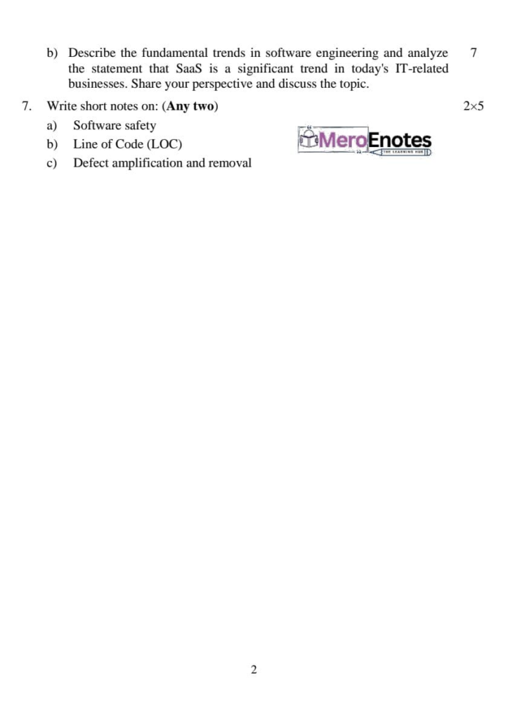 Pokhara University PU BCA Software Engineering Question Paper 5th Semester