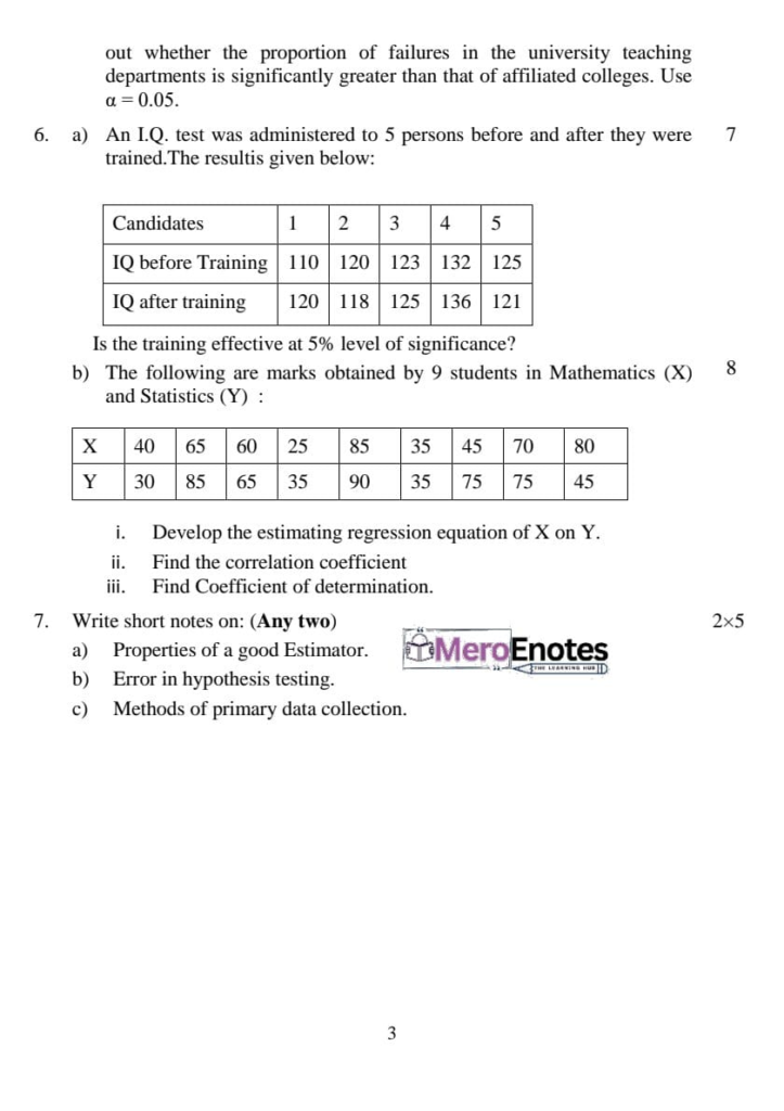 PU BE Computer Probability and Statistics Question paper 5th Semester