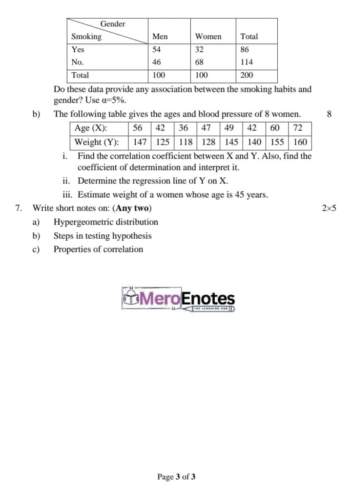 PU BE Computer Probability and Statistics Question paper 5th Semester