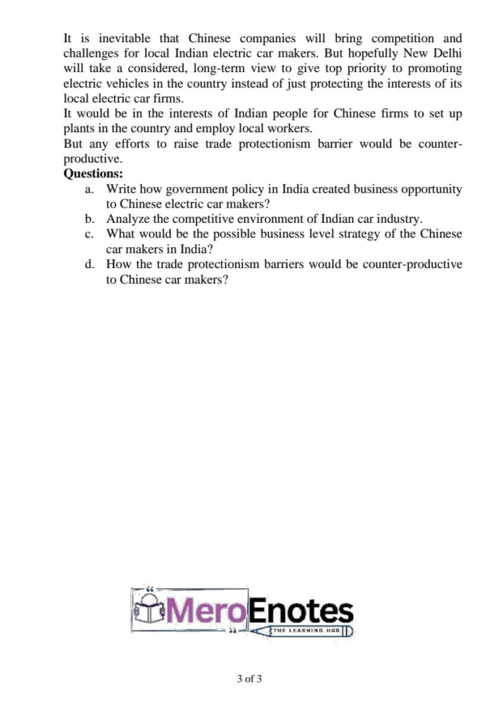 PU BBA Strategic Management Question paper 8th Semester