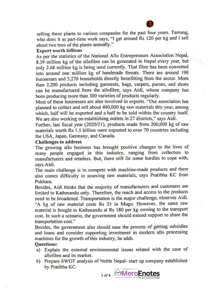 PU BBA Strategic Management Question paper 8th Semester