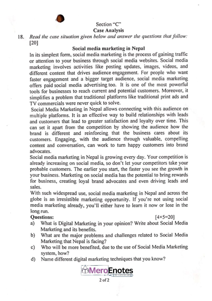 PU BBA Essential of e-Business Question paper 8th Semester