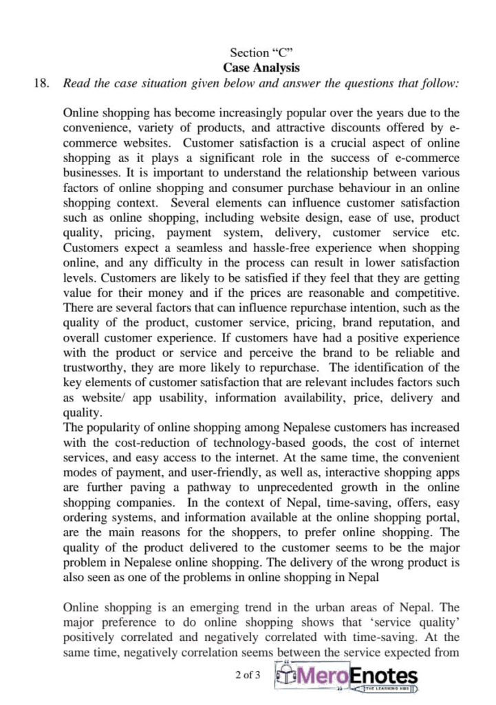 PU BBA Essential of e-Business Question paper 8th Semester