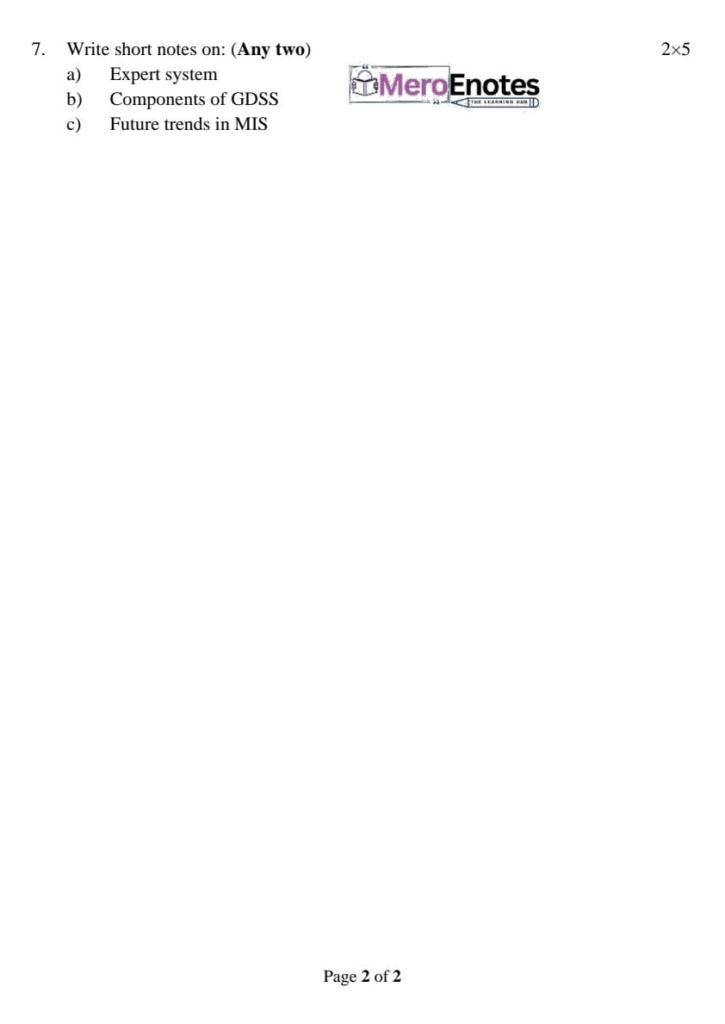 PU BCA Managemnt Information System Question paper 8th Semester