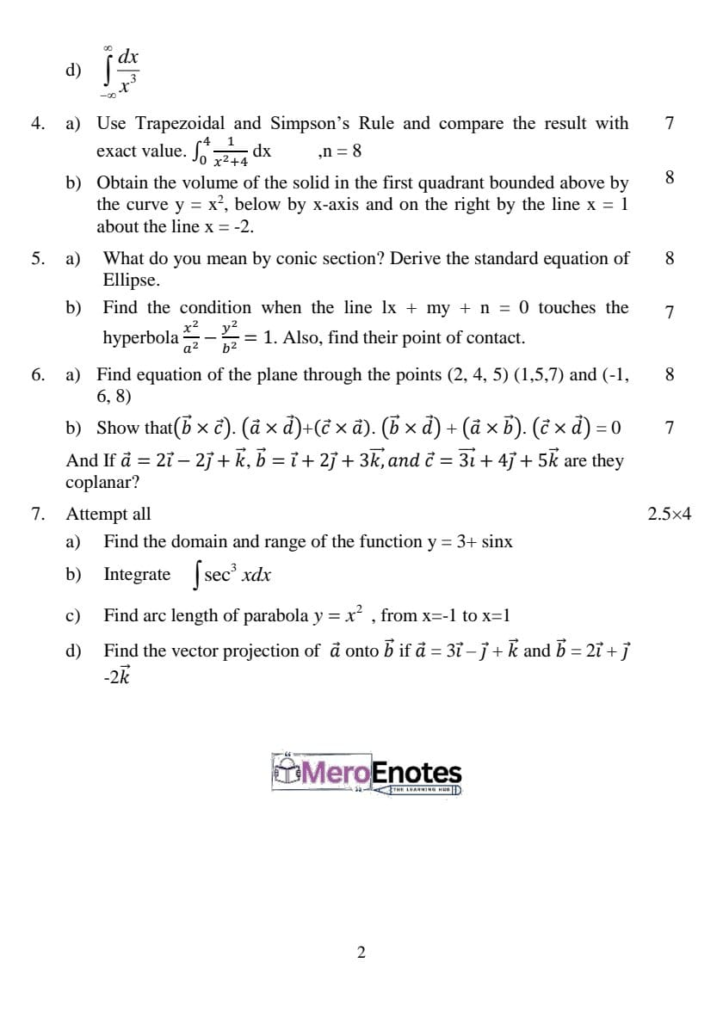 PU BE Civil Engineering Mathematics I Question paper 1st Semester