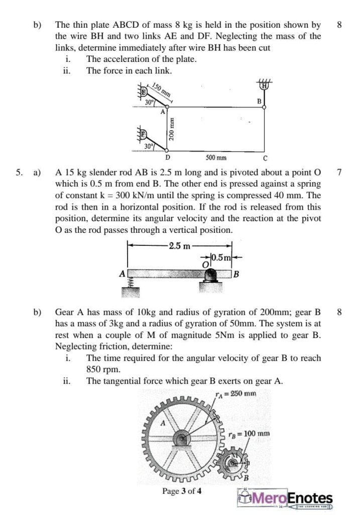 PU BE Civil Applied Mechanics II Question paper 3rd Semester