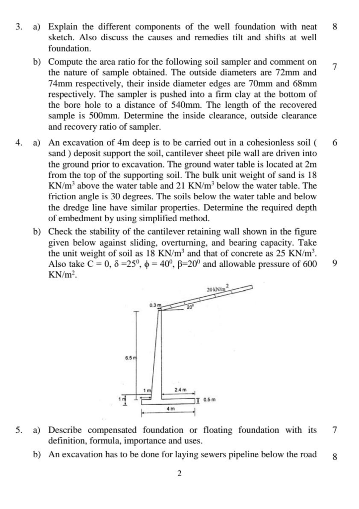 BE Civil Foundation Engineering Question Paper 2023