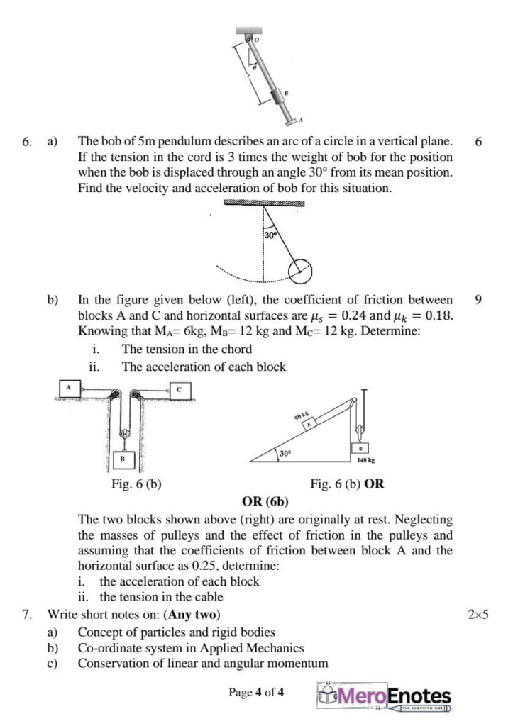 Pokhara University PU BE Civil Applied Mechanics Question Paper 2nd Semester