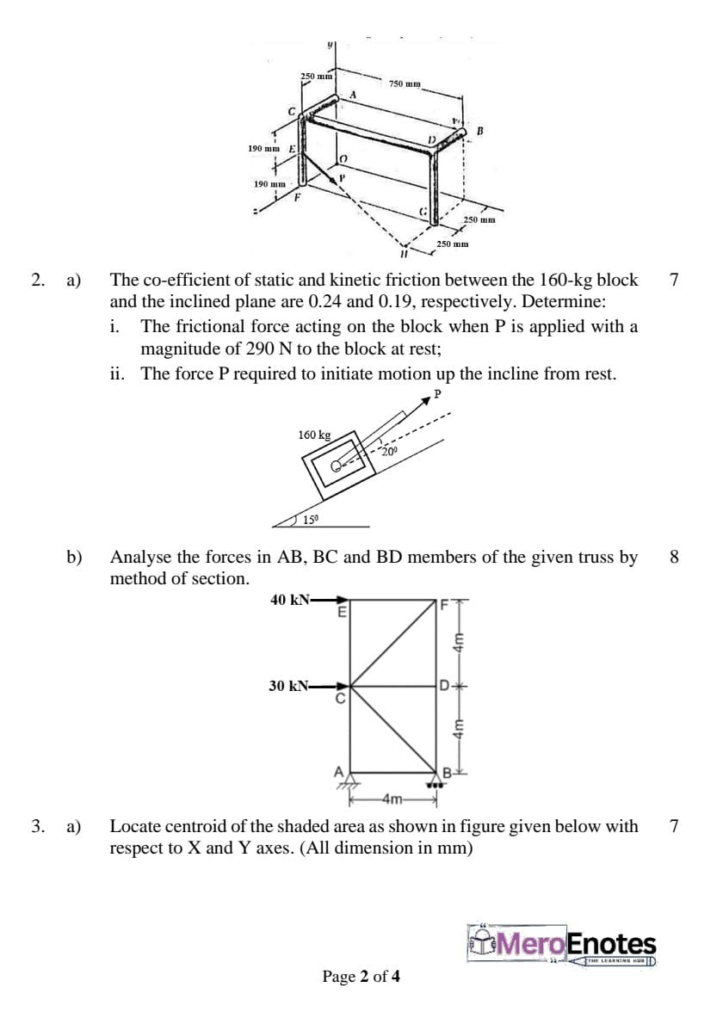 Pokhara University PU BE Civil Applied Mechanics Question Paper 2nd Semester