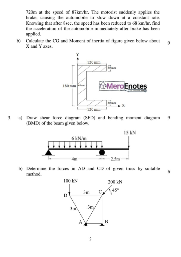 Pokhara University PU BE Civil Applied Mechanics Question Paper 2nd Semester
