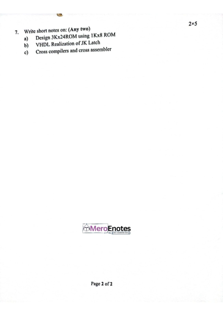 PU BE Computer Embedded System Question paper 5th Semester